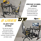 Marada Flight Simulator and Racing Wheel Stand, Adjustable, Carbon Steel - Fits Thrustmaster HOTAS Warthog