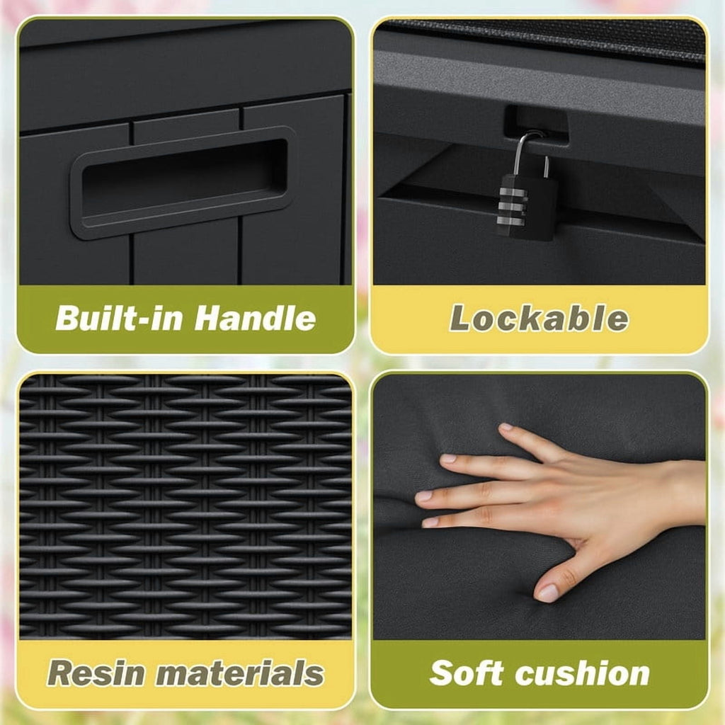 Homall 100-Gallon Outdoor Resin Deck Box for All-Weather Use Lockable Waterproof Storage Solution with Cushion Storage