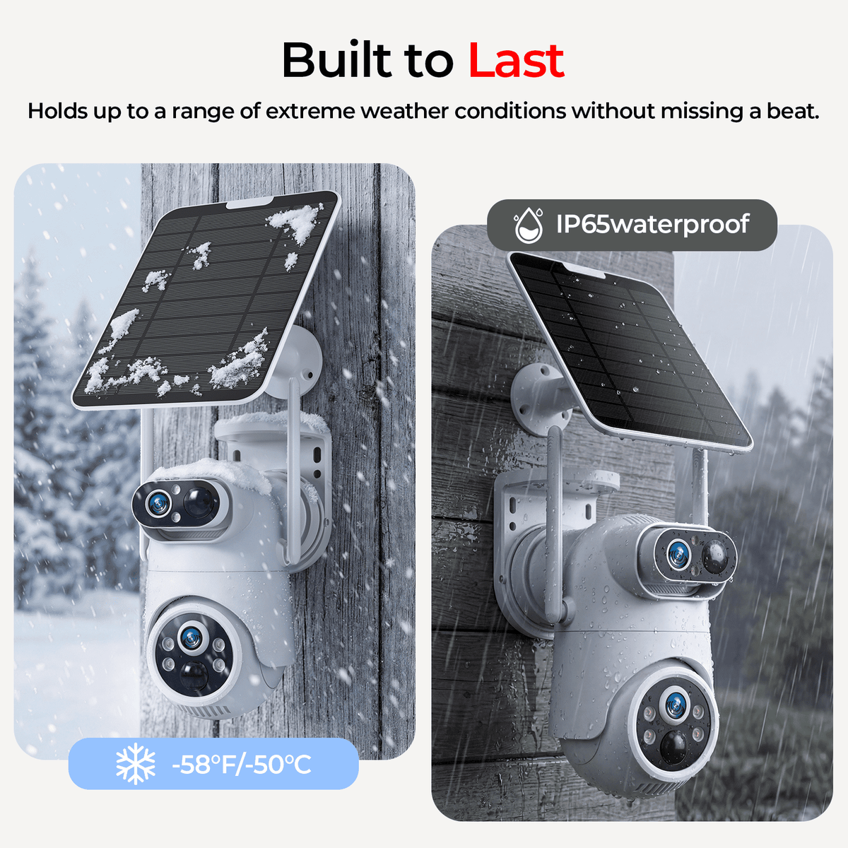 VividEye 4K Dual-Lens Solar Security Camera, 360° PTZ Surveillance security Cameras Wireless Wifi Outdoor, IP65 Waterproof PIR Detection, Full Color