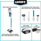 HART 20-Volt Dual Brushroll Stick Vacuum Kit With 4.0 Ah Lithium-Ion Battery