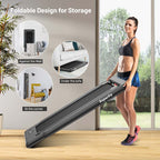 2 In 1 Folding Treadmill, 2.25 HP, 40 in x 16 in Running Area, Dual Display And App Control