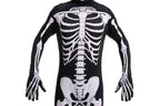 Joyfy Skeleton Costume for Adults, Skeleton Bone Bodysuit Halloween Costumes for Men with Skeleton Hood Mask, Halloween Party Fancy Dress-up