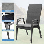 FUNDAZE Outdoor Dining Chairs Set of 4, Patio Dining Chair Stackable Armrest Patio Chairs Space Saving for Garden Backyard Deck, Gray