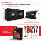 MTX 12in 1200 Watt Dual Car Subwoofer Package With Amplifier And Installation Kit - TNP212D2