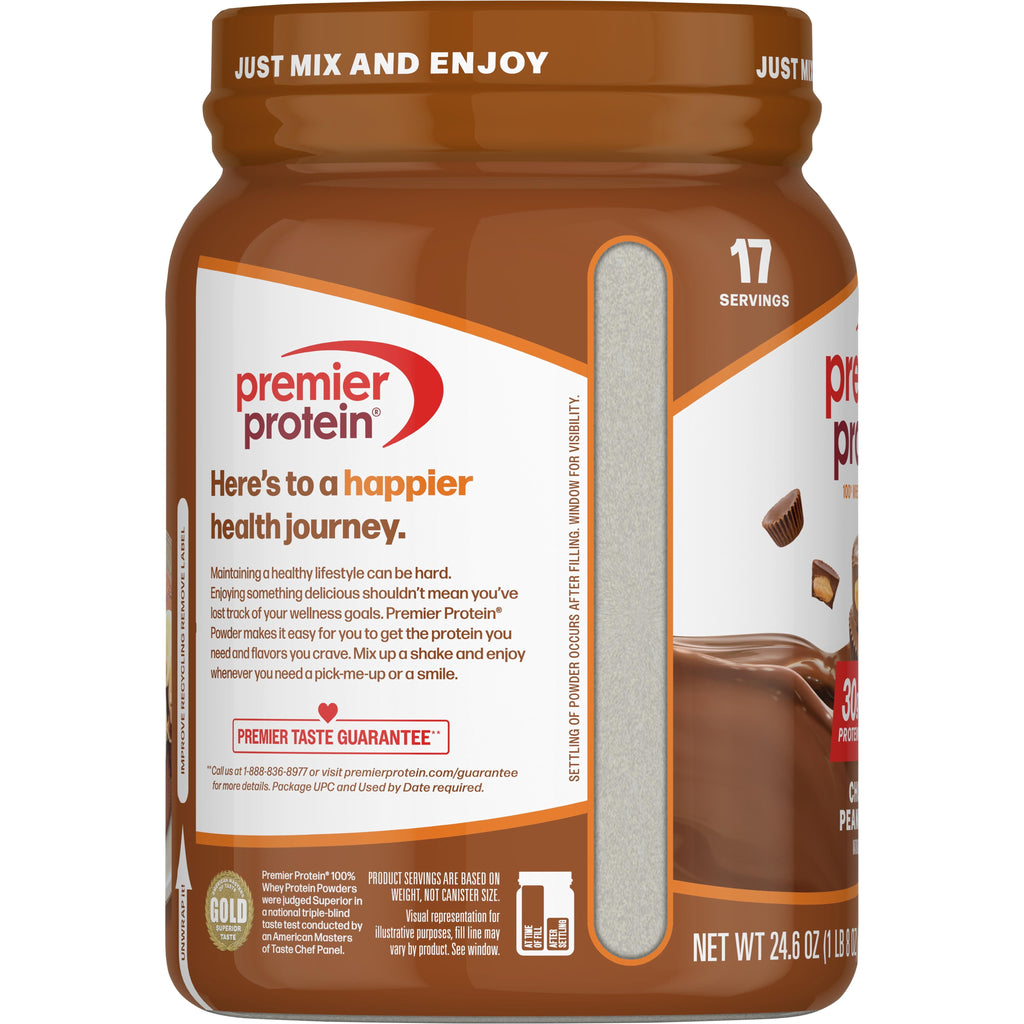 Premier Protein 100% Whey Protein Powder, Chocolate Peanut Butter, 30g Protein, 23.3oz, 1.7lb
