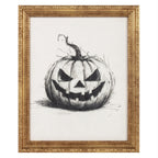 My Texas House Framed Halloween Black and White Pumpkin Art Print 9x11