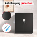 WORKPRO 37"x31.5"x15.75" Small Metal Garage Storage Cabinet with Locking Doors and 2 Adjustable Shelves, for Tools, Office, Home, Shops, Black