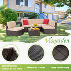 5-Piece All-Weather Wicker Patio Conversation Set With Ottoman And Cushions