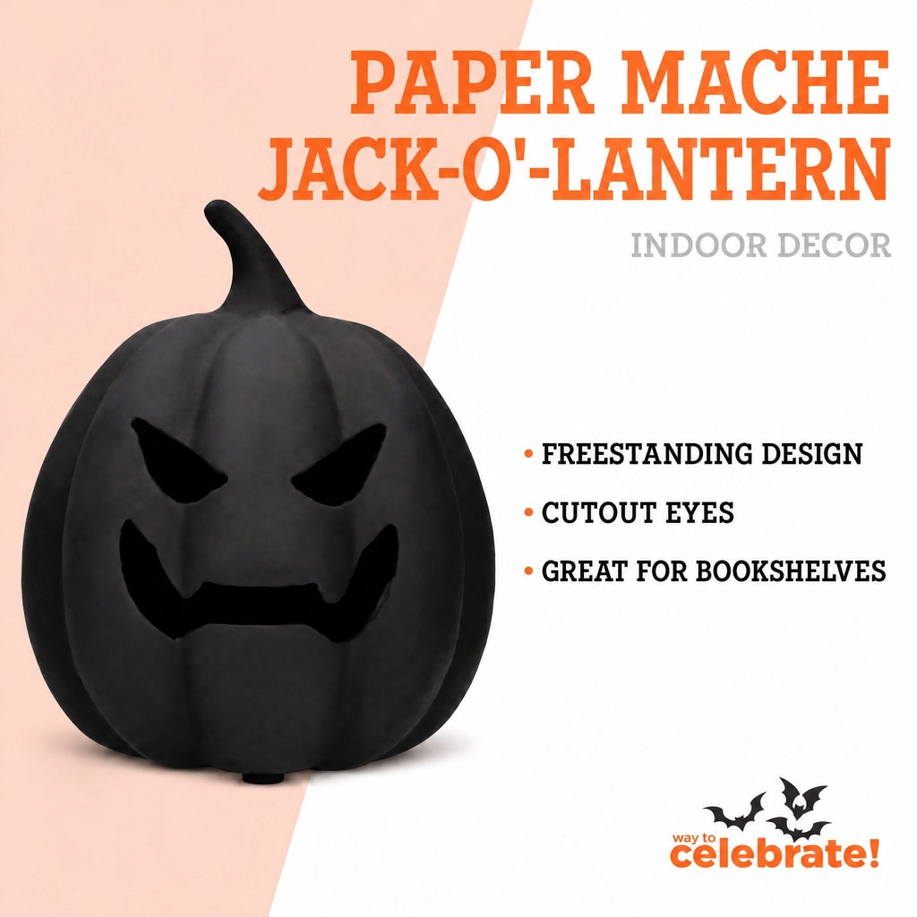 Paper Mache Jack-o'-Lantern Decoration, 8.3", Halloween by Way To Celebrate