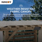 Sunjoy Cedar Wood Hot Tub Pergola 10 x 11 ft With Adjustable Canopy And Privacy Screen