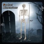 Costway 5.4 FT Halloween Skeleton Decoration Life Size Large Skeleton with Posable Joints 64.5 Inches Ivory White