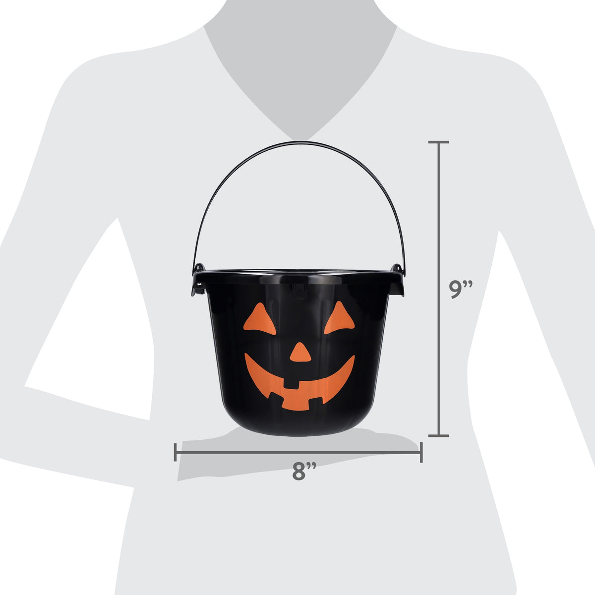Light-Up Jack-o'-Lantern Trick-or-Treat Bucket, Black, 6.5", Halloween by Way To Celebrate