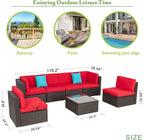 5-Piece All-Weather Wicker Patio Conversation Set With Ottoman And Cushions