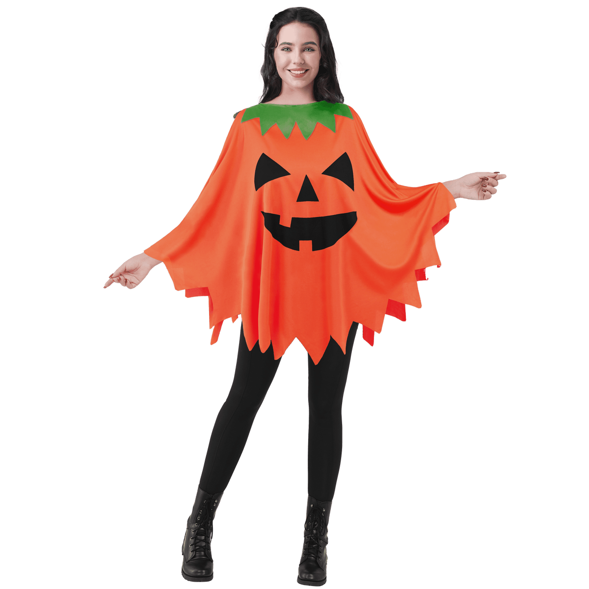 Joyfy Women Pumpkin Poncho Costume Adult, Pumpkin Costume Halloween Costumes for Women Fancy Dress Cosplay
