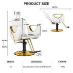 LUXMARS Reclining Hydraulic Barber Chair, White, 40 Inches To 46 Inches