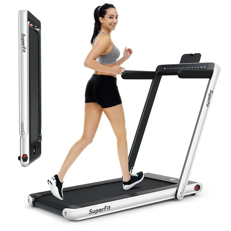 2 In 1 Folding Treadmill, 2.25 HP, 40 in x 16 in Running Area, Dual Display And App Control