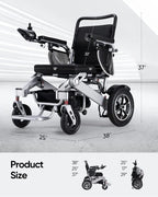 VERPAL Foldable Power Wheelchair, 25 Miles, 500W Dual Motors, 38in D x 25in W x 37in H - Silver Gray