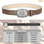 WHIPPY Western Genuine Leather Belt for Women Men Ladies Vintage Engraved Belt Cowboy Cowgirl Belt