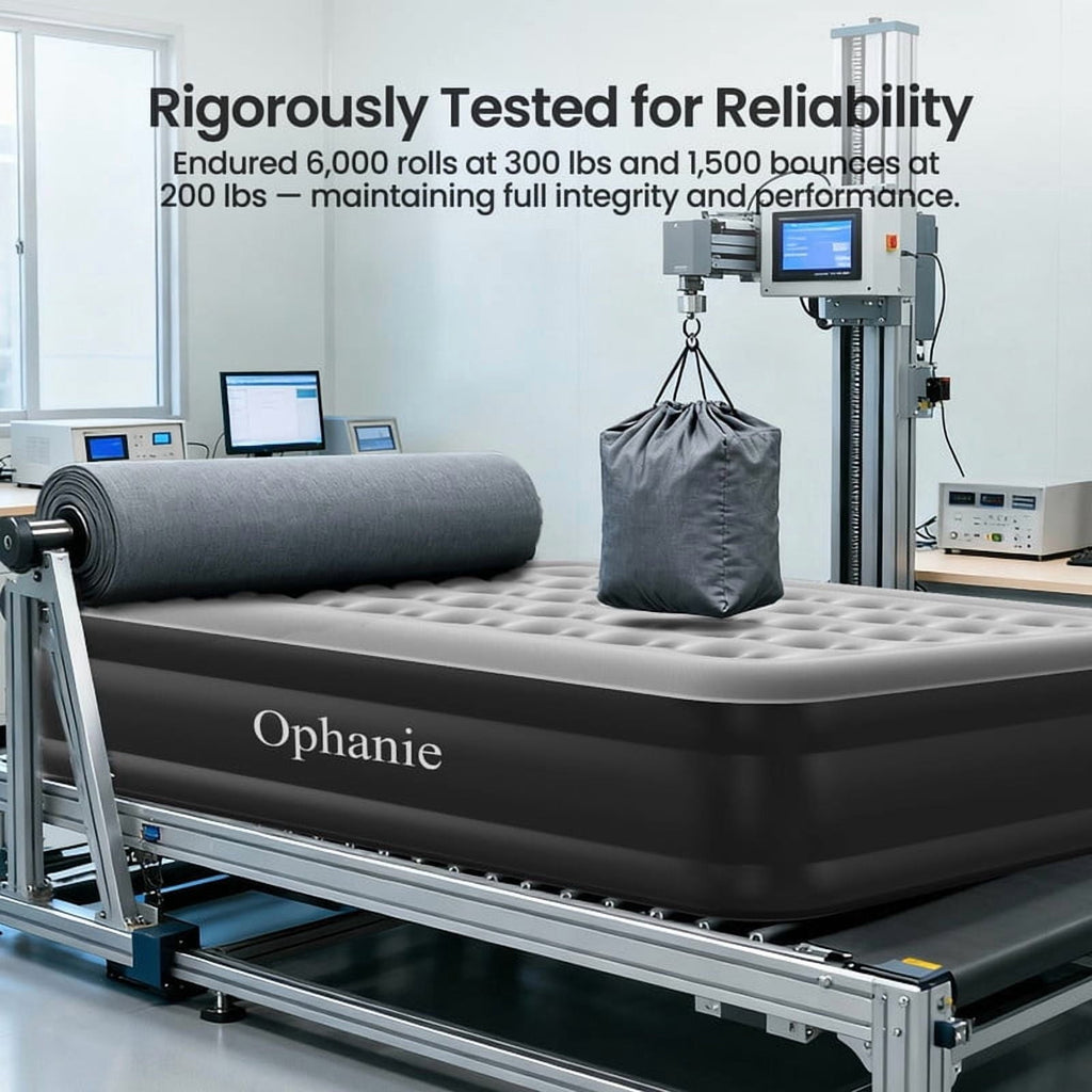 Ophanie Queen Air Mattress, 18-Inch Elevated Inflatable Bed with Built-in Pump, Puncture-Resistant, Quick Inflation/Deflation, Portable for camping &