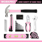 WORKPRO 12V Cordless Drill Driver Kit, Power Tool Kit for Home, 61-Piece Hand Tool Set, 14-inch Storage Bag, 1.5Ah Lithium-ion Battery & Charger
