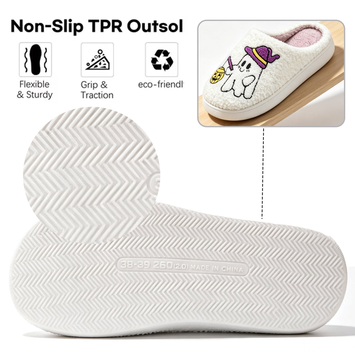 BERANMEY Halloween Slippers for Women Perfect Soft Plush Comfy Warm Slip-On Cute Womens Slippers Indoor Fluffy House Slippers for Women and Men Non-slip Fuzzy Flat Slides