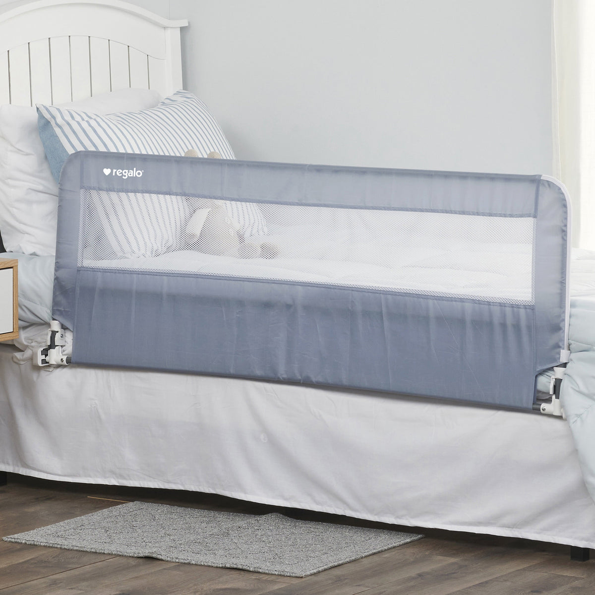 Regalo Extra Long Hideaway Metal Bedrail, Gray Baby/Toddler Safety Bed Rail