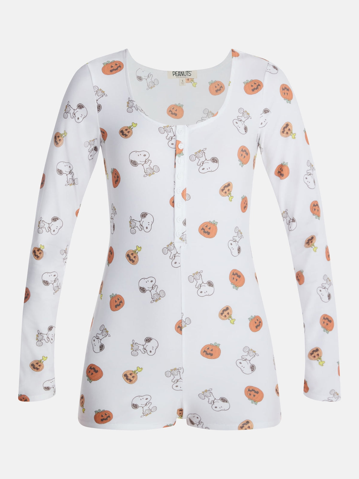 Peanuts Snoopy Women's and Women's Plus Pumpkin One Piece Sleep Romper