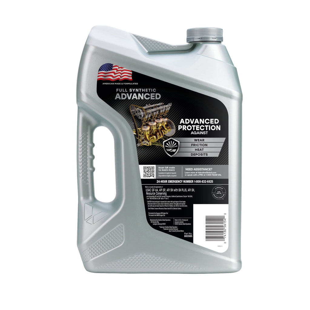 3 pack) Valvoline Advanced Protection Full Synthetic 0W-20 Motor Oil 5 Quart