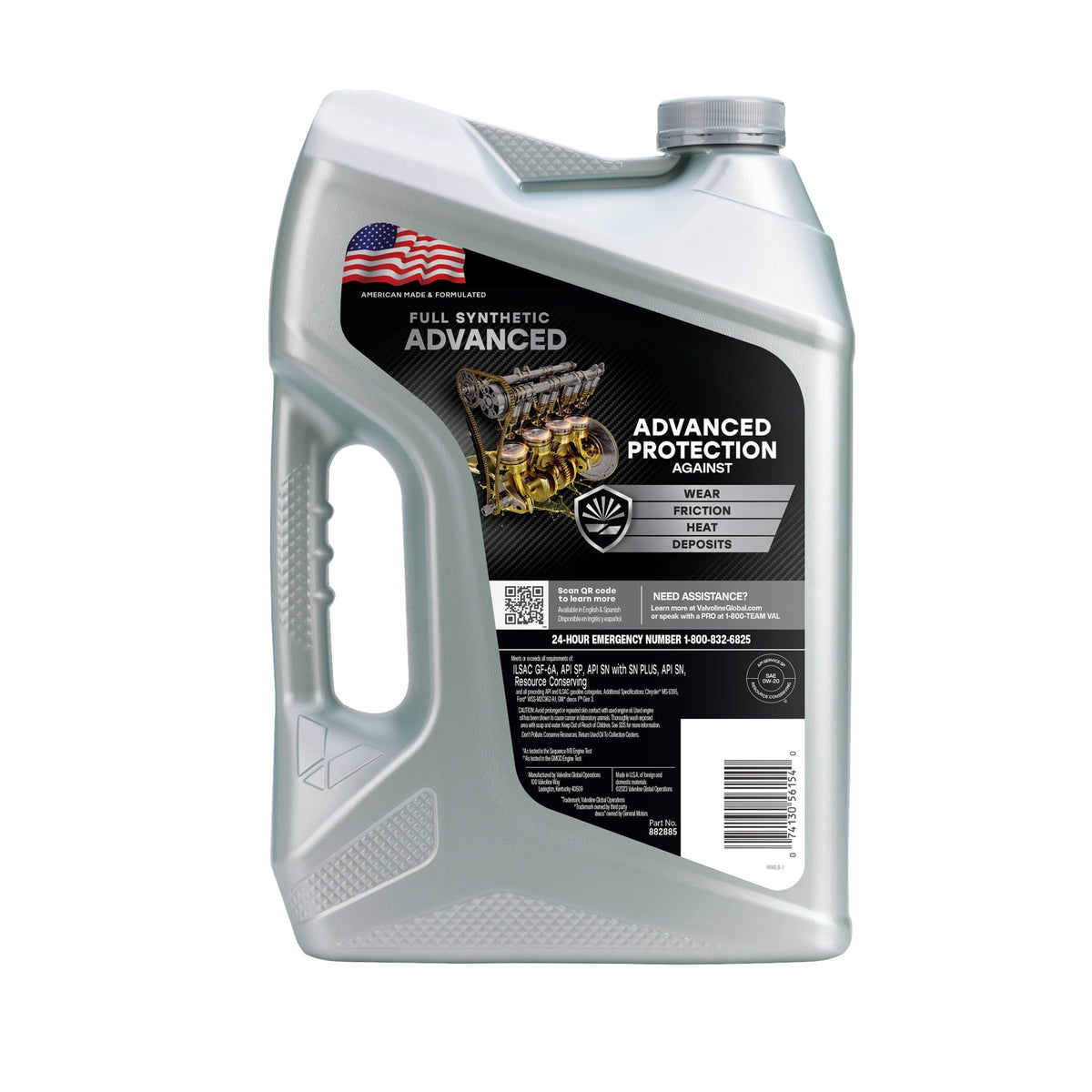 3 pack) Valvoline Advanced Protection Full Synthetic 0W-20 Motor Oil 5 Quart