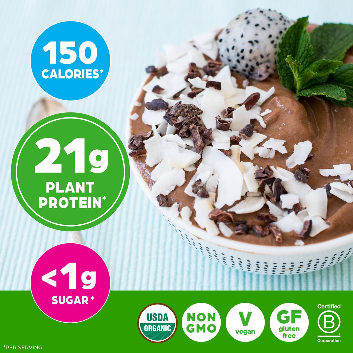 Orgain Organic Vegan 21g Protein Powder, Plant Based, Creamy Chocolate 2.03lb