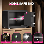 SYSENFO 1.5 Cuft Home Security Safe Box with Digital Keypad, Adjustable Shelf, Fireproof & Waterproof Bag