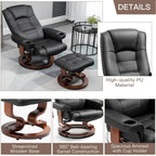 AVAWING Faux Leather Swivel Massage Recliner Chair With Ottoman - Black
