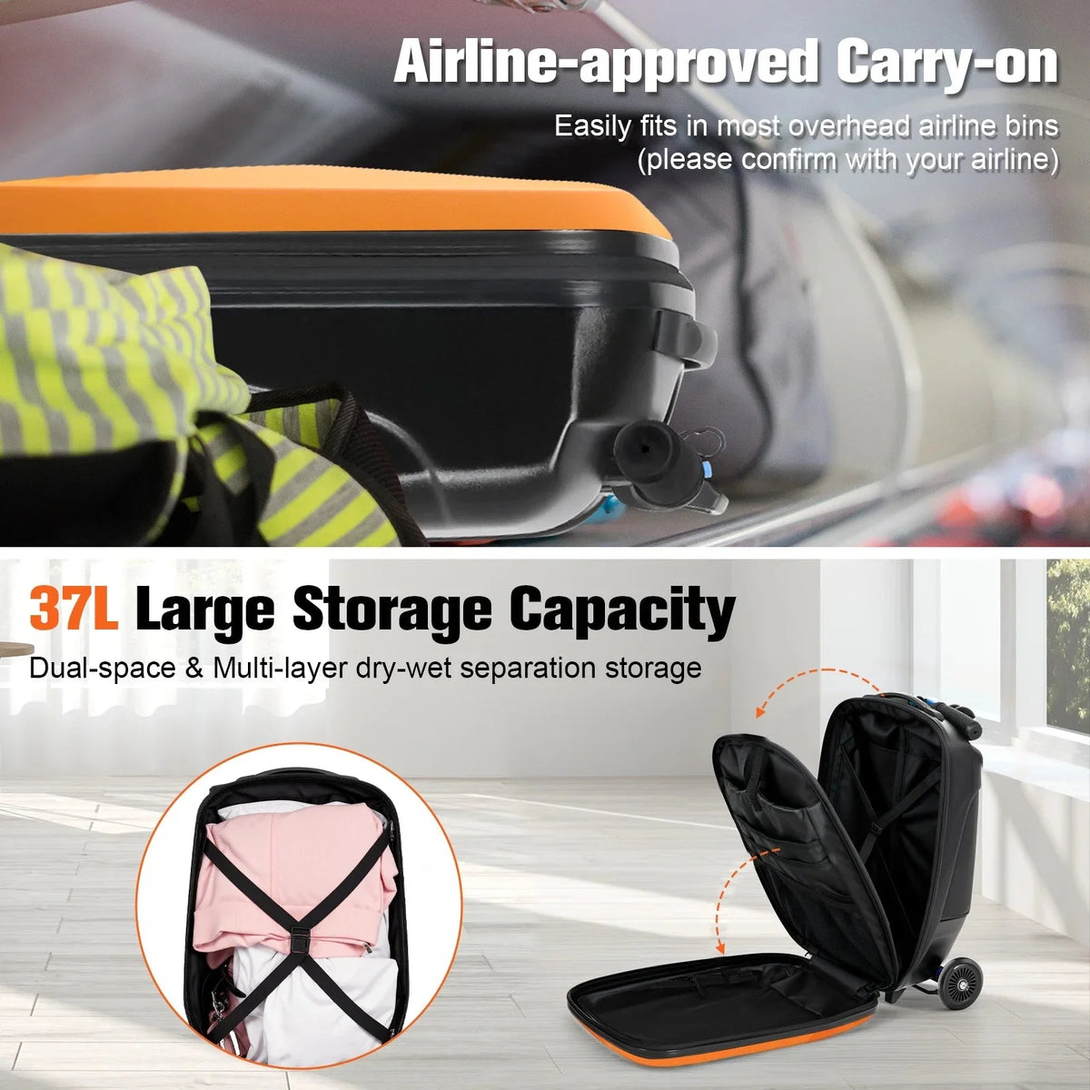 Advwin Scooter Luggage, 37 L, Pink