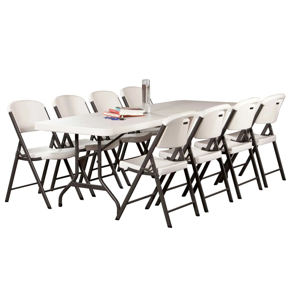 Lifetime 4 8-Foot Rectangle Folding Tables And 32 Chairs Set, White Granite - 80147