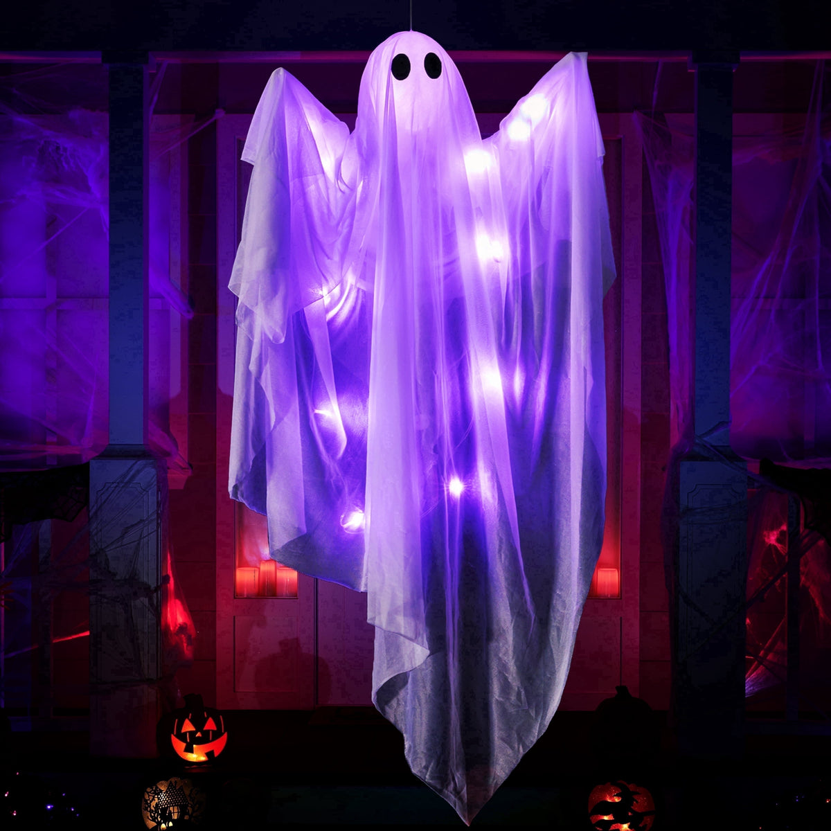 Joyfy 47" Halloween Hanging Light up Ghost Decorations Outdoor