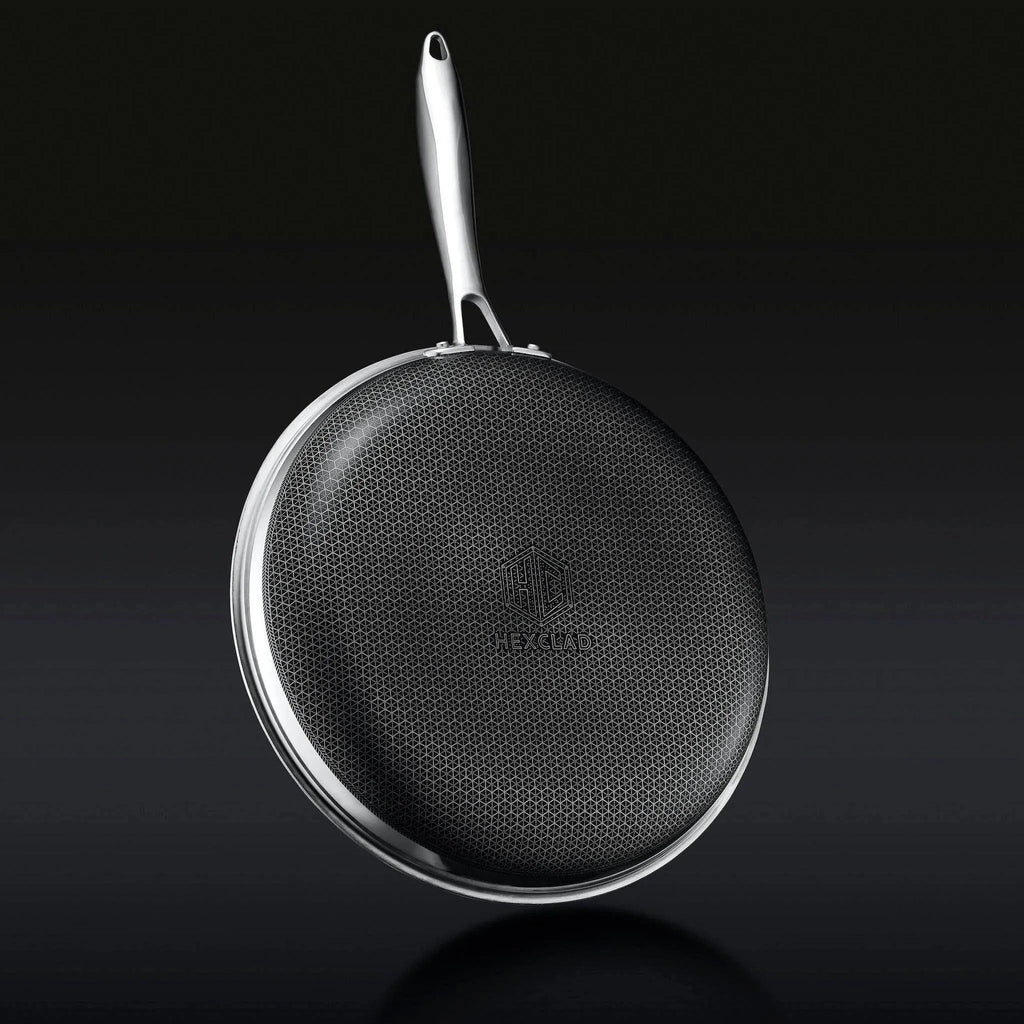 Hybrid Stainless Steel Pan Set With Glass Lids, 6-Piece, 8-Inch, 10-Inch And 12-Inch, Black
