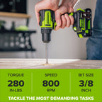 Greenworks PowerAll 24V 3/8" 280 in-lb Drill and 60 Piece Hand Tool/Accessories Project Kit, with 2.0 Ah USB-C Battery, 30W USB-C Charger Block