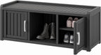 KAMABOKO Outdoor Shoe Storage Cabinet, Black, 2 Doors