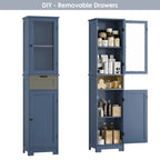 Homfa Tall Narrow Bathroom Storage Cabinet With Door And Drawer, 15.7in L x 11.8in W x 67in H, White