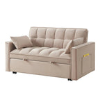4-in-1 Velvet Pull-Out Sleeper Sofa Bed Loveseat With Reclining Backrest And 2 Side Pockets