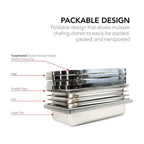 Alpha Living Stainless Steel Chafing Dish Set, 4 Pack, 8 Quart - 24 x 15.5 x 14.38 Inches