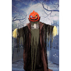 Haunted Hill Farm Life-Size Poseable 6.7-Ft. Pumpkin Scarecrow with Lights and Sound, Indoor or Covered Outdoor Halloween Decoration