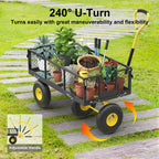 Firstness Heavy Duty Garden Cart, 900 lbs Capacity Garden Wagon with Removable Sides, Black