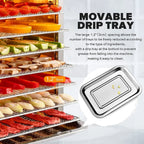 Food Dehydrator, 8 Tiers, 500W Stainless Steel, 30~90C, 24hr Digital Timer
