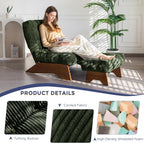 MAXYOYO Accent Chair With Ottoman, Adjustable Backrest, Corded Green, 27.1in W x 27.1in D x 15.7in H
