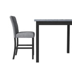 5 Piece Counter Height Wood Dining Set With Rectangle Table And 4 Upholstered High-Back Chairs - 35.4x35.4x36in