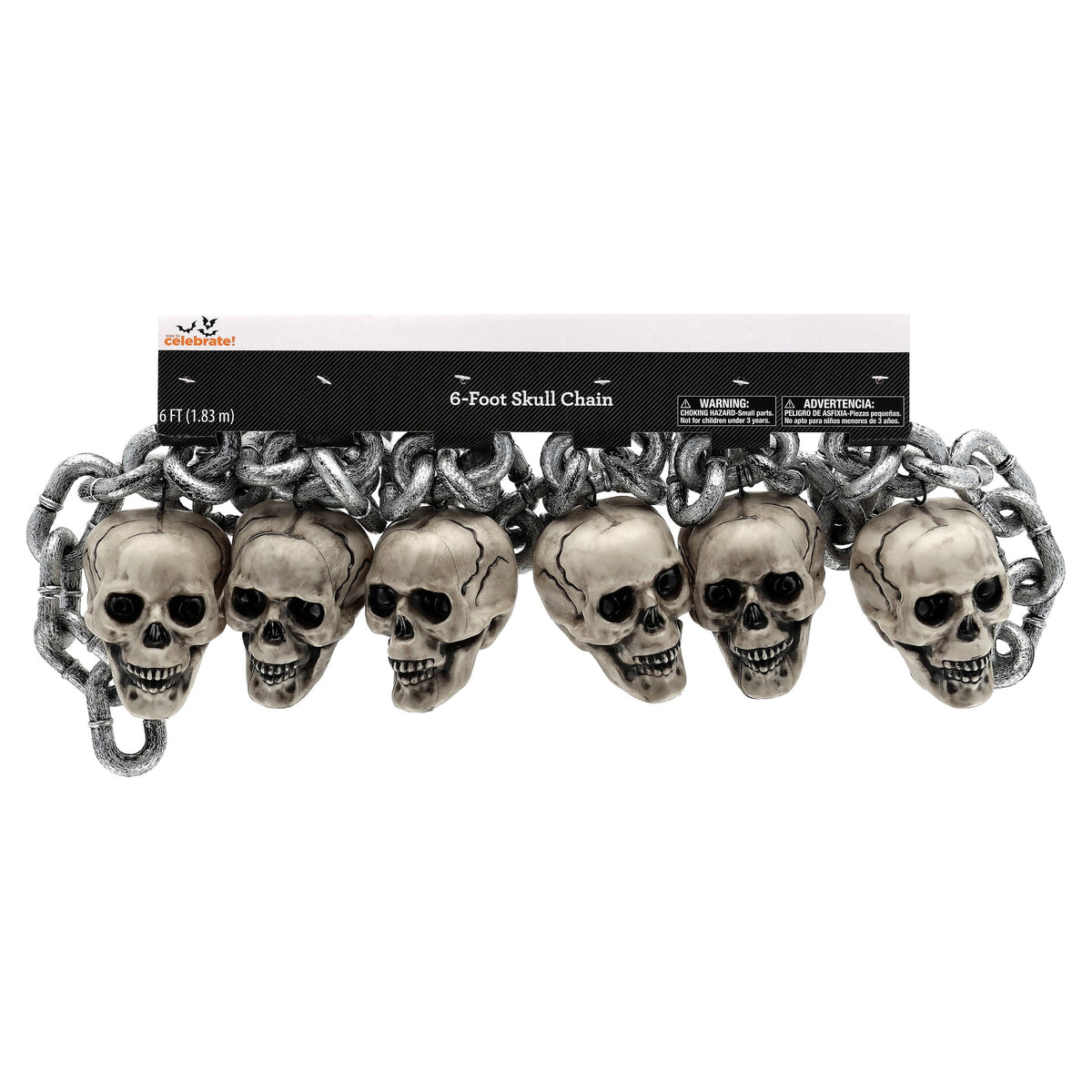 Skull Chain Decoration, Silver, 6', Halloween by Way To Celebrate