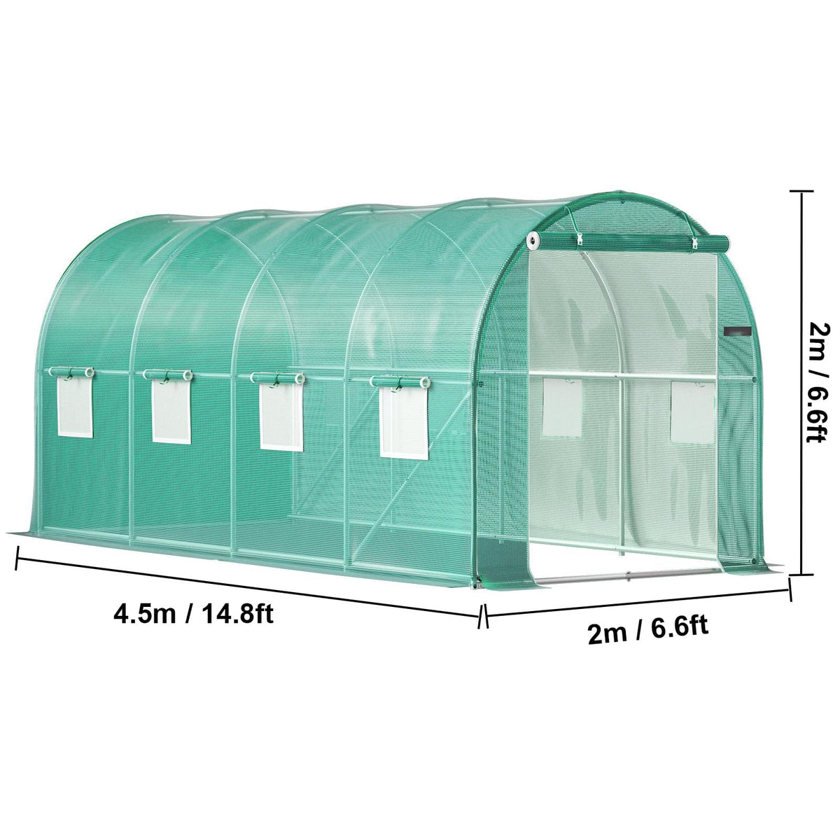 VEVOR Walk-in Tunnel Greenhouse Galvanized Frame & Waterproof Cover 15x7x7 ft