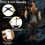 Costway 7 FT Halloween Decoration Animated Standing Scarecrow Light-up Eyes Poseable Arm