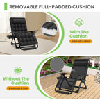 GVDV Zero Gravity Lounge Chair With Cushion And Cup Holder, 31 in D x 33 in W x 45 in H, Black